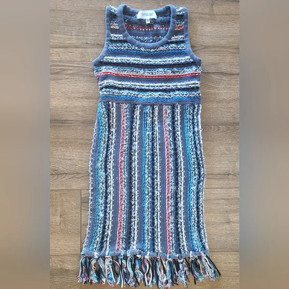 Gently Worn- DEREK LAM 10 CROSBY, Adorable Knit & Rag Dress, Small P- runs small - Picture 3 of 5